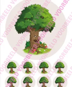 Eetbare Taartprint Efteling Sprookjesboom - 18 cm rond + 8 cupcake rondjes