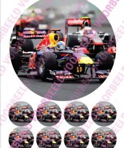 Eetbare Taartprint F1 - 18 cm rond + 8 cupcake rondjes