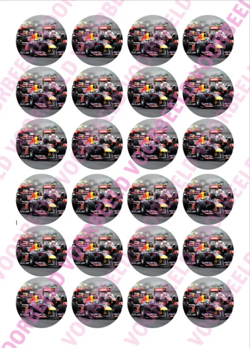 Eetbare cupcakeprint f1 - 24 cupcake rondjes