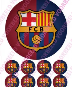 Eetbare Taartprint FC Barcelona - 18 cm rond + 8 cupcake rondjes