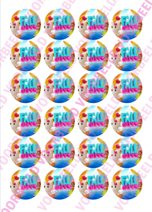 Eetbare cupcakeprint fall guys 1 - 24 cupcake rondjes bij cake, bake & love 5