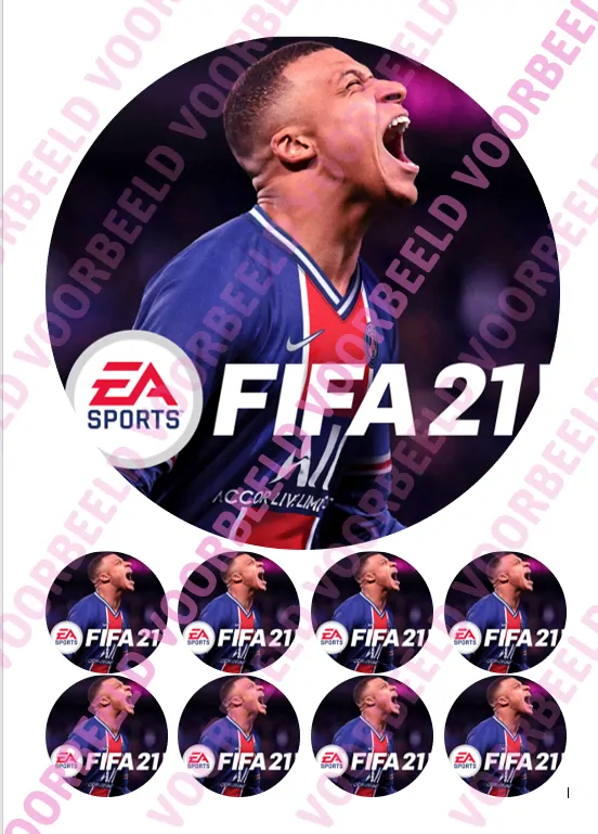 Eetbare taartprint fifa21 - 18 cm rond + 8 cupcake rondjes bij cake, bake & love 5 Eetbare taartprint fifa21 - 18 cm rond + 8 cupcake rondjes