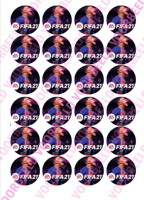 Eetbare cupcakeprint fifa21 - 24 cupcake rondjes