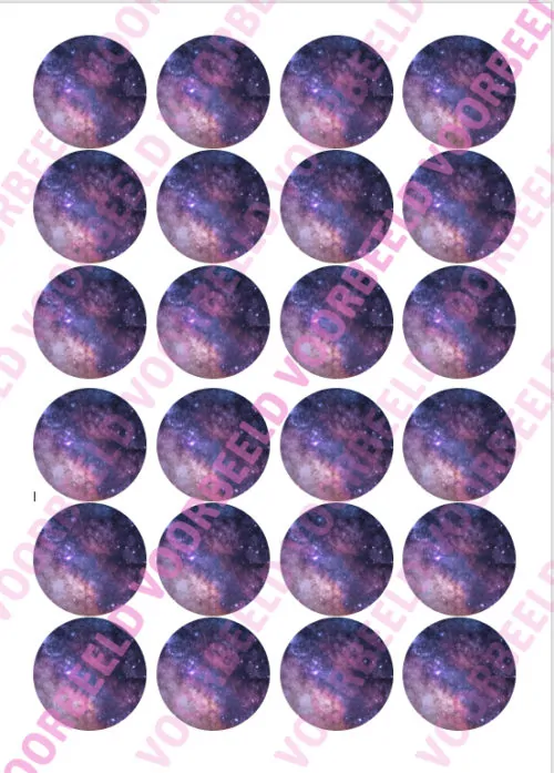 Eetbare cupcakeprint galaxy 1 - 24 cupcake rondjes