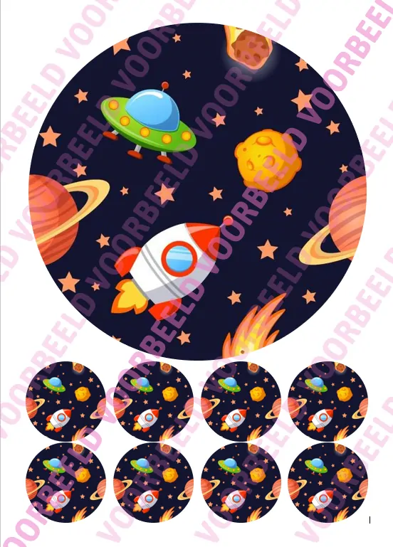 Eetbare taartprint galaxy 3 - 18 cm rond + 8 cupcake rondjes bij cake, bake & love 5 Eetbare taartprint galaxy 3 - 18 cm rond + 8 cupcake rondjes