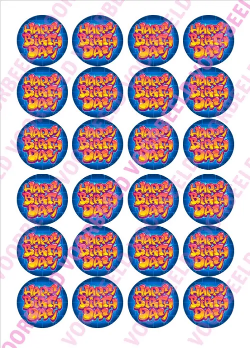 Eetbare cupcakeprint graffiti - 24 cupcake rondjes