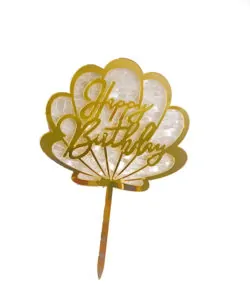 Caketopper Happy Birthday schelp parelmoer