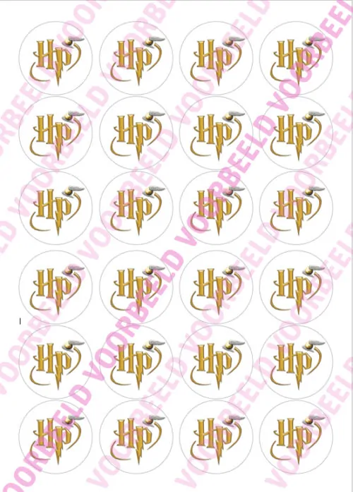 Eetbare cupcakeprint harry potter 2 - 24 cupcake rondjes