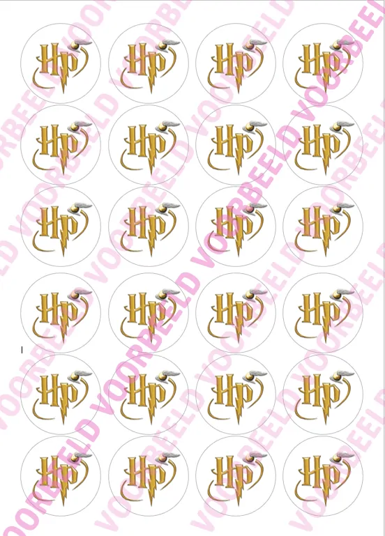 Eetbare cupcakeprint harry potter 2 - 24 cupcake rondjes bij cake, bake & love 5 Eetbare cupcakeprint harry potter 2 - 24 cupcake rondjes