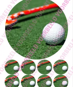 Eetbare Taartprint Hockey 1 - 18 cm rond + 8 cupcake rondjes