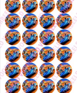 Eetbare Cupcakeprint Hotwheels 1 - 24 cupcake rondjes