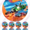 Eetbare taartprint hotwheels 2 - 18 cm rond + 8 cupcake rondjes bij cake, bake & love 1