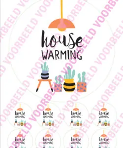 Eetbare Taartprint Housewarming 1 - 18 cm rond + 8 cupcake rondjes