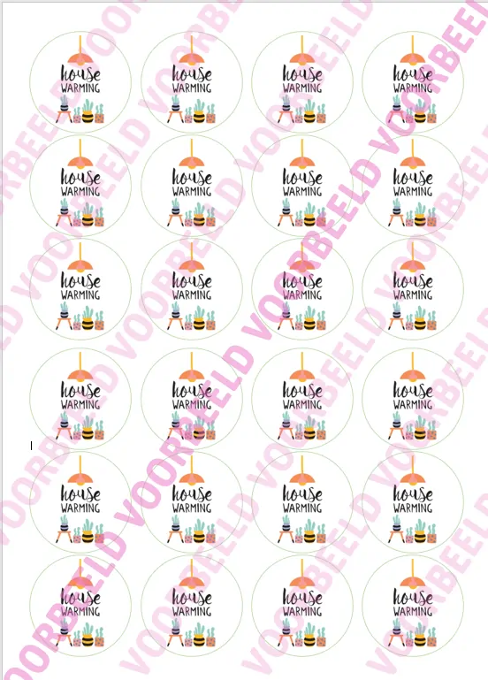 Eetbare cupcakeprint housewarming 1 - 24 cupcake rondjes bij cake, bake & love 5 Eetbare cupcakeprint housewarming 1 - 24 cupcake rondjes