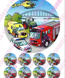 Eetbare Taartprint Hulpdiensten 1 - 18 cm rond rond
