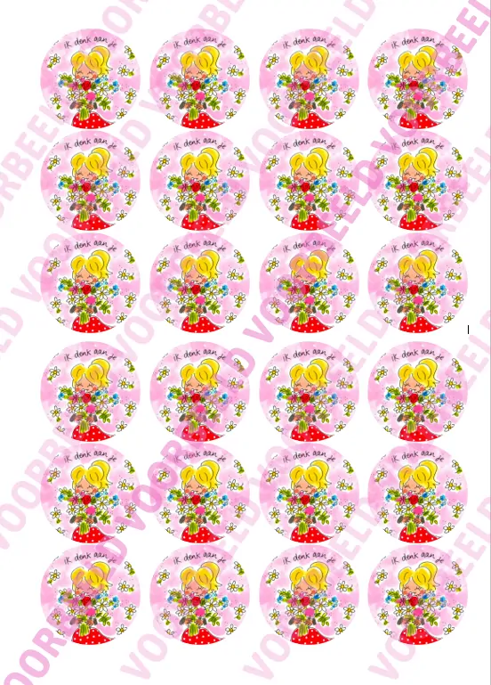 Eetbare cupcakeprint ik denk aan je - 24 cupcake rondjes bij cake, bake & love 5 Eetbare cupcakeprint ik denk aan je - 24 cupcake rondjes