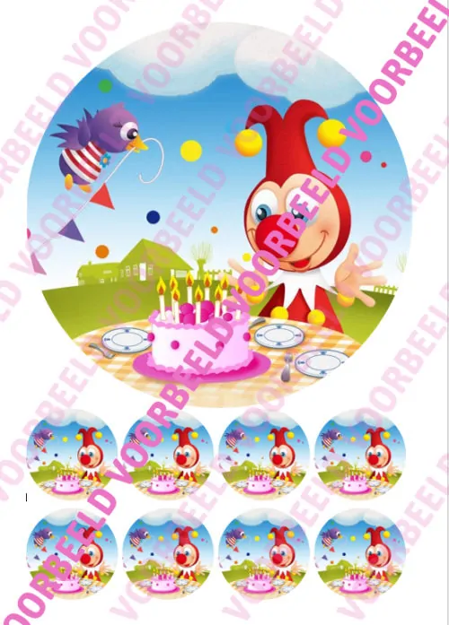 Eetbare taartprint jokie en jet 1 - 18 cm rond + 8 cupcake rondjes