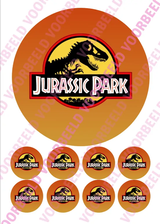Eetbare taartprint jurassic park 1 - 18 cm rond + 8 cupcake rondjes bij cake, bake & love 5 Eetbare taartprint jurassic park 1 - 18 cm rond + 8 cupcake rondjes