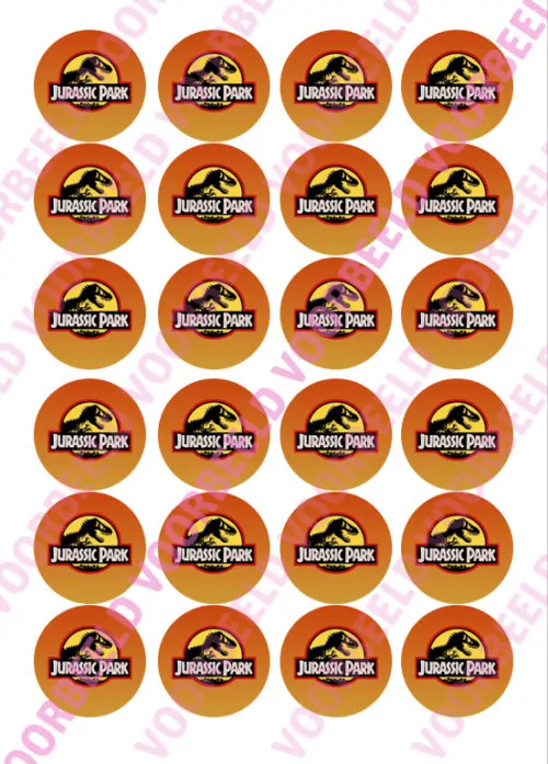 Eetbare cupcakeprint jurassic park 1 - 24 cupcake rondjes