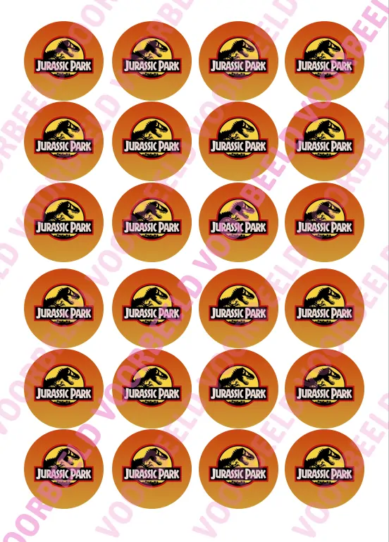 Eetbare cupcakeprint jurassic park 1 - 24 cupcake rondjes bij cake, bake & love 5 Eetbare cupcakeprint jurassic park 1 - 24 cupcake rondjes