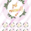 Eetbare taartprint just married 2 - 18 cm rond + 8 cupcake rondjes bij cake, bake & love 2 Eetbare taartprint just married 2 - 18 cm rond + 8 cupcake rondjes bij cake, bake & love 1