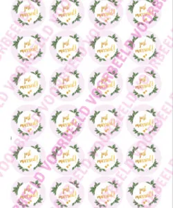 Eetbare Cupcakeprint Just Married 2 - 24 cupcake rondjes