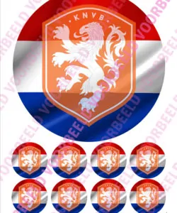 Eetbare Taartprint KNVB - 18 cm rond + 8 cupcake rondjes