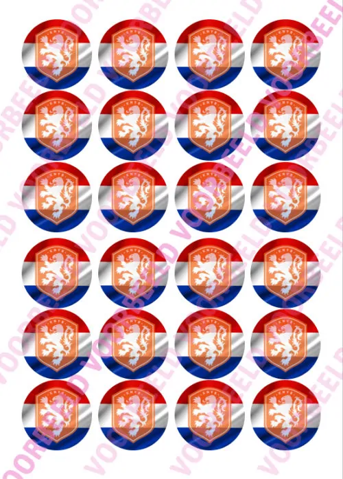 Eetbare cupcakeprint knvb - 24 cupcake rondjes