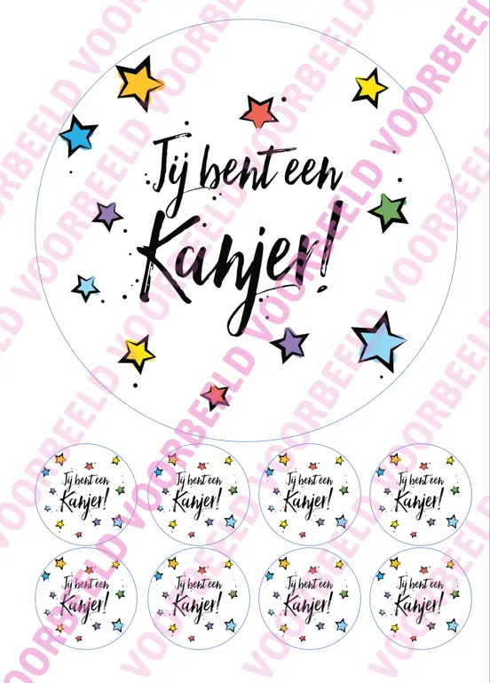 Eetbare taartprint kanjer - 18 cm rond + 8 cupcake rondjes bij cake, bake & love 5 Eetbare taartprint kanjer - 18 cm rond + 8 cupcake rondjes