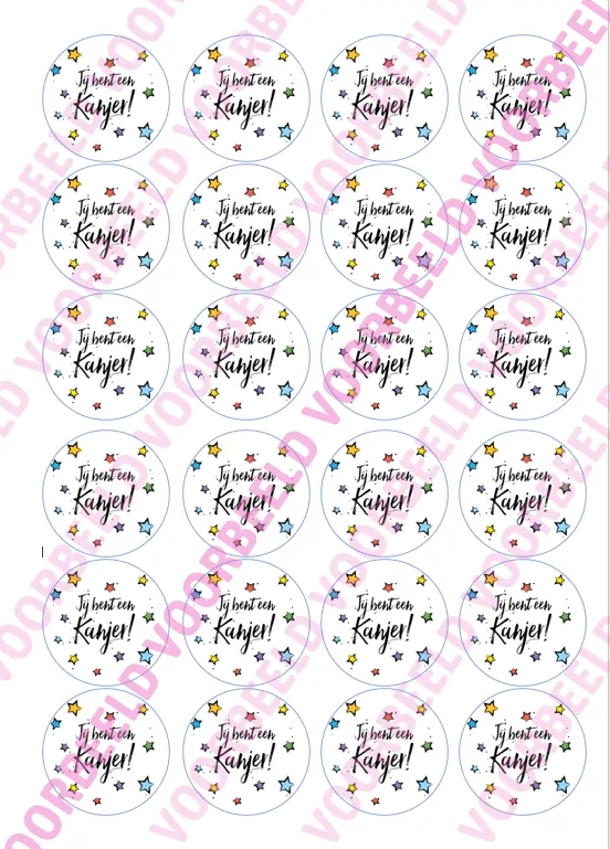Eetbare cupcakeprint kanjer - 24 cupcake rondjes bij cake, bake & love 5 Eetbare cupcakeprint kanjer - 24 cupcake rondjes