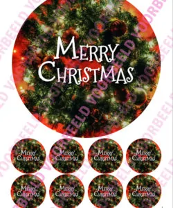 Eetbare Taartprint Kerst 1 - 18 cm rond + 8 cupcake rondjes