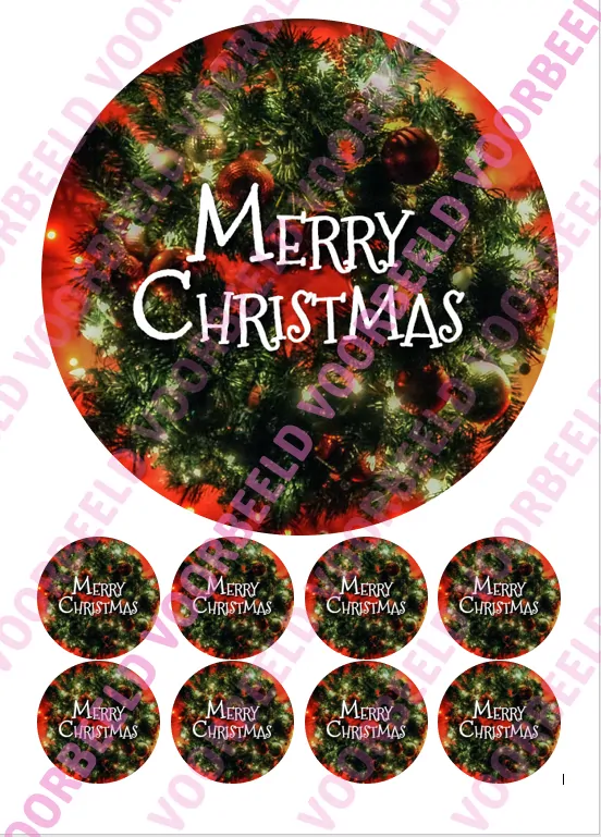Eetbare taartprint kerst 1 - 18 cm rond + 8 cupcake rondjes bij cake, bake & love 5 Eetbare taartprint kerst 1 - 18 cm rond + 8 cupcake rondjes
