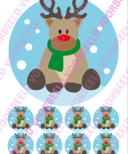 Eetbare Taartprint Kerst 2 - 18 cm rond + 8 cupcake rondjes