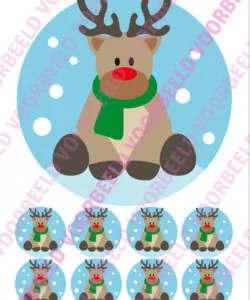 Eetbare Taartprint Kerst 2 - 18 cm rond + 8 cupcake rondjes