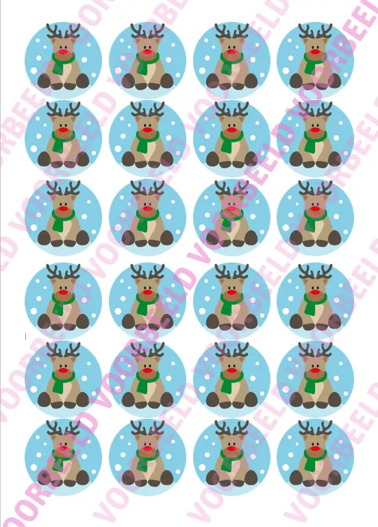 Eetbare cupcakeprint kerst 2 - 24 cupcake rondjes bij cake, bake & love 5 Eetbare cupcakeprint kerst 2 - 24 cupcake rondjes