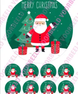 Eetbare Taartprint Kerst 3 - 18 cm rond + 8 cupcake rondjes