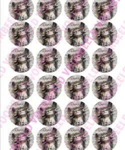 Eetbare Cupcakeprint Kitten 1 - 24 cupcake rondjes