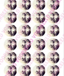Eetbare Cupcakeprint Kitten 2 - 24 cupcake rondjes