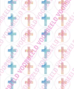 Eetbare Cupcakeprint Kruis blauw roze mix 1 - 24 cupcake rondjes