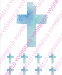 Eetbare Taartprint Kruis blauw 1 - 18 cm rond + 8 cupcake rondjes