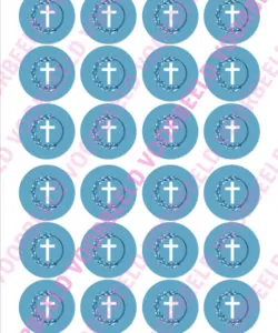 Eetbare Cupcakeprint Kruis blauw 2 - 24 cupcake rondjes