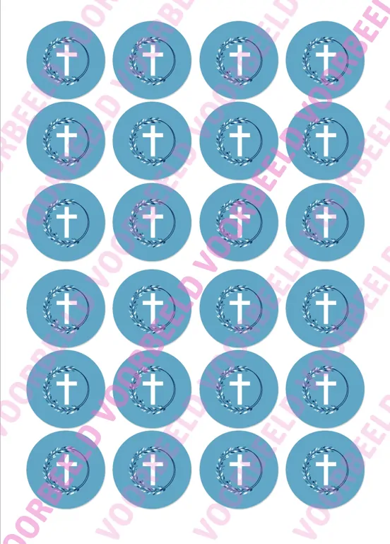 Eetbare cupcakeprint kruis blauw 2 - 24 cupcake rondjes bij cake, bake & love 5 Eetbare cupcakeprint kruis blauw 2 - 24 cupcake rondjes