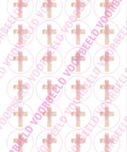 Eetbare Cupcakeprint Kruis roze 1 - 24 cupcake rondjes