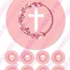 Eetbare taartprint kruis roze 2 - 18 cm rond + 8 cupcake rondjes bij cake, bake & love 2 Eetbare taartprint kruis roze 2 - 18 cm rond + 8 cupcake rondjes bij cake, bake & love 1