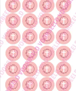 Eetbare Cupcakeprint Kruis roze 2 - 24 cupcake rondjes