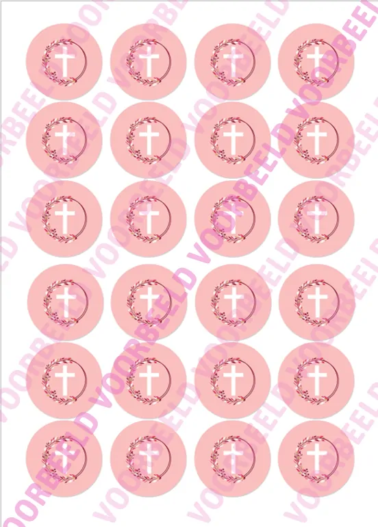 Eetbare cupcakeprint kruis roze 2 - 24 cupcake rondjes bij cake, bake & love 5 Eetbare cupcakeprint kruis roze 2 - 24 cupcake rondjes