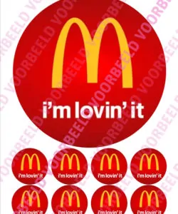 Eetbare Taartprint MacDonalds - 18 cm rond + 8 cupcake rondjes