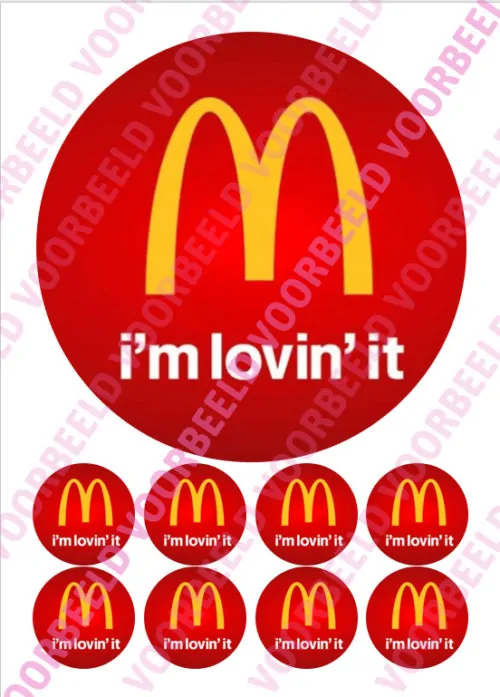 Eetbare taartprint macdonalds - 18 cm rond + 8 cupcake rondjes