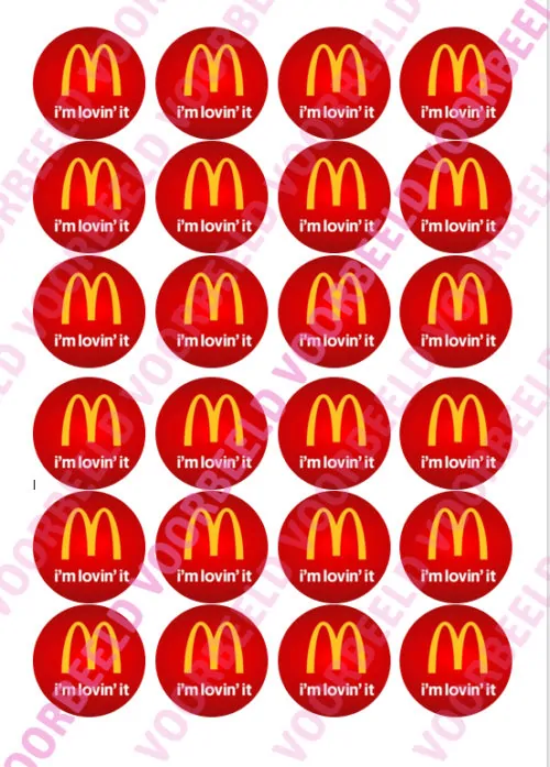 Eetbare cupcakeprint macdonalds - 24 cupcake rondjes