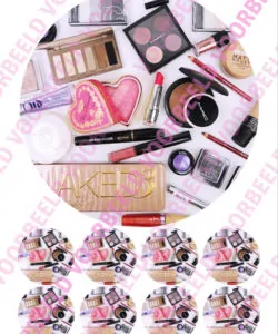 Eetbare Taartprint Make-up 1 - 18 cm rond + 8 cupcake rondjes